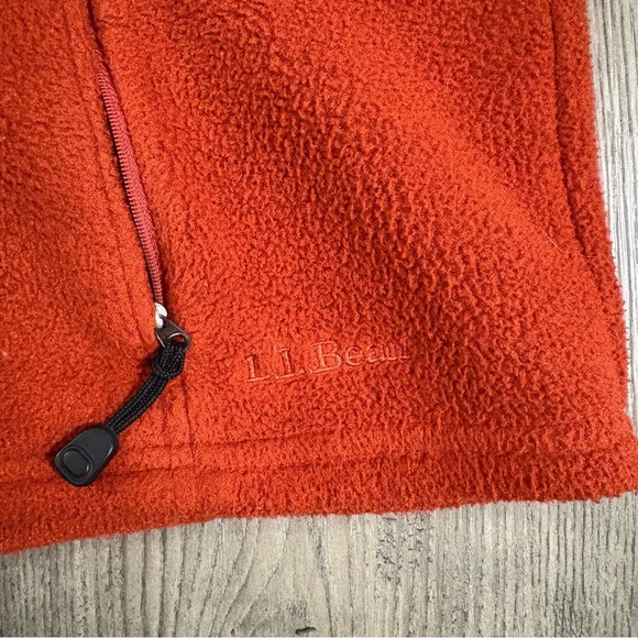 LL Bean Men’s Fleece Quarter Button Up Pullover Orange Sz LT Outdoor Zip Pockets - Picture 4 of 12
